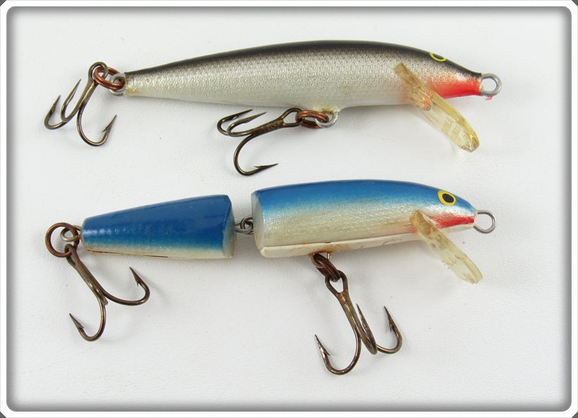 Vintage Rapala Blue & Black Floating Minnow Lure Pair