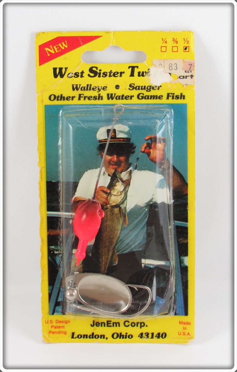 JenEm Corp Fluorescent Pink West Sister Twister Lure On Card For Sale