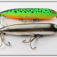 Heddon Fishable Zara Spook Pair: Black Chrome & Fluorescent Green Crawdad