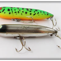 Heddon Fishable Zara Spook Pair: Black Chrome & Fluorescent Green Crawdad