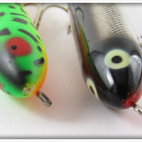 Heddon Fishable Zara Spook Pair: Black Chrome & Fluorescent Green Crawdad