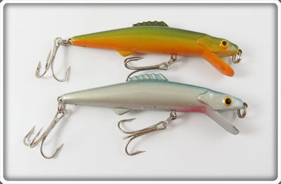 Vintage Mann's Green & Grey Hackleback Bowfin Lure Pair 