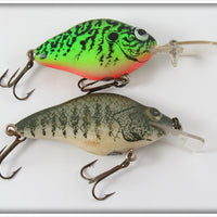 Vintage Lazy Ike Green Crappie & Bass Natural Ike Lure Pair 