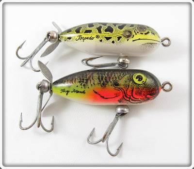 Vintage Heddon Natural Frog & Perch Tiny Torpedo Lure Pair