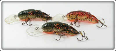 Rebel Green & Orange Crawdad Lot Of Three Lures
