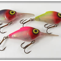 Storm Purple, Yellow & Pink Lightnin Shad Lot Of Three Lures 