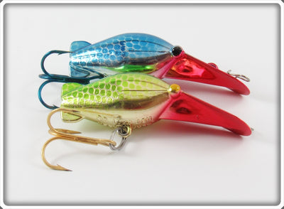 Vintage Luhr Jensen Chrome Blue & Green Hot Shot Lure Pair 