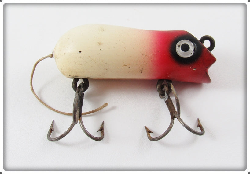 Vintage Shakespeare Red & White Swimming Mouse Lure For Sale