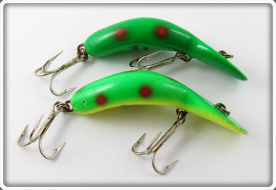 Heddon Green Fluorescent With Red Spots Tadpolly Pair