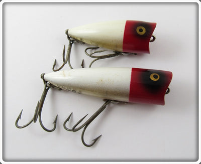 Heddon Red Head White Chugger Spook & Chugger Jr Pair