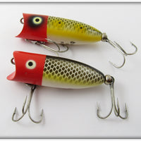 Heddon Baby Lucky 13 Pair: Red Head Frog Scale & Red Head Shiner