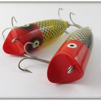 Heddon Baby Lucky 13 Pair: Red Head Frog Scale & Red Head Shiner