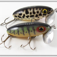 Fred Arbogast Perch & Black Coachdog Jitterbug Lure Pair