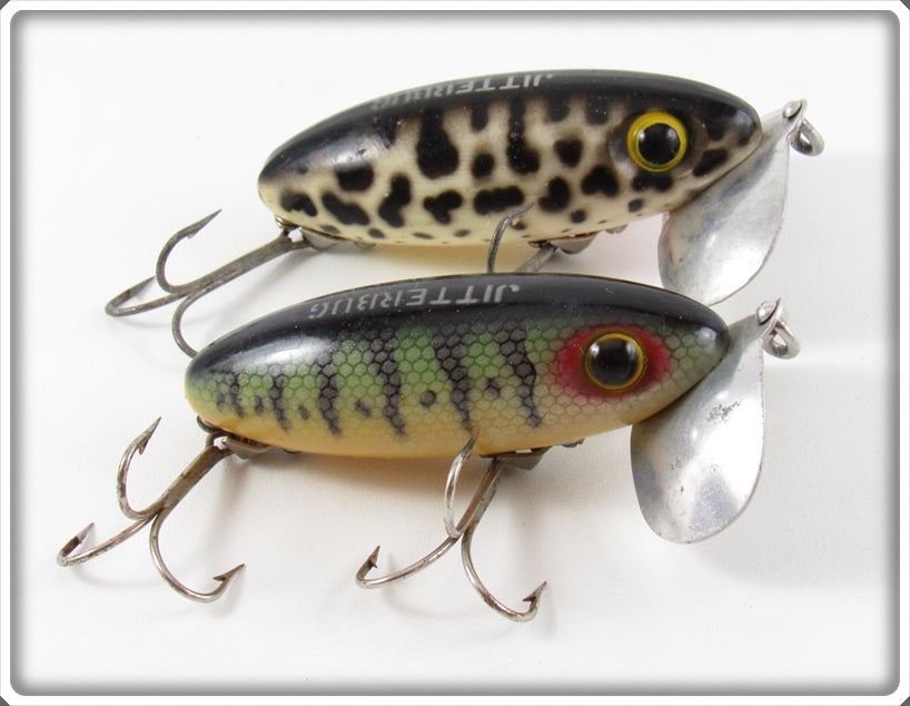 Fred Arbogast Perch & Black Coachdog Jitterbug Lure Pair