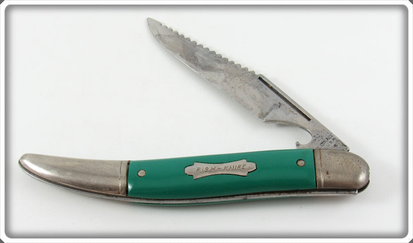 Colonial Prov. USA Green Folding Fish Knife For Sale
