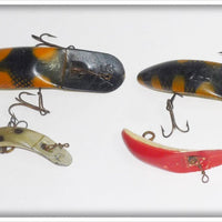 Helin Flatfish Lot Of Four: Orange/Black, Silver, & Red