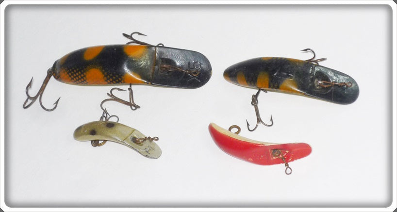 Helin Flatfish Lot Of Four: Orange/Black, Silver, & Red