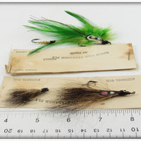 Glen Evans Squirrel Tail & Green Ghost Maine Tied Streamer Fly Pair On Cards
