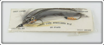 Vintage Glen Evans Grey Ghost Maine Tied Streamer Fly On Card