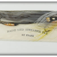 Vintage Glen Evans Grey Ghost Maine Tied Streamer Fly On Card