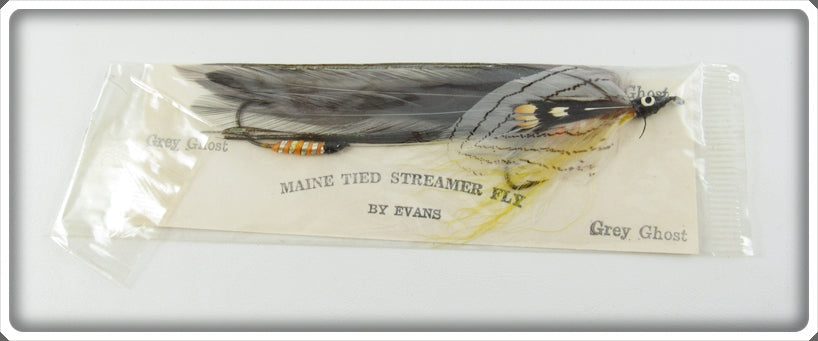Vintage Glen Evans Grey Ghost Maine Tied Streamer Fly On Card