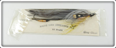 Vintage Glen Evans Grey Ghost Maine Tied Streamer Fly On Card