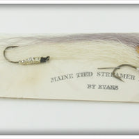 Glen Evans Grey & White Maine Tied Streamer Fly On Card