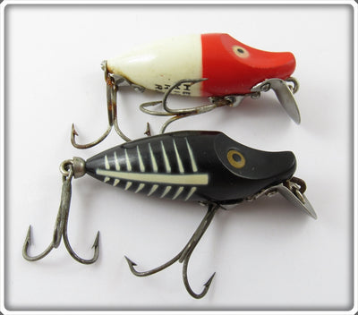 Heddon Midget River Runt Pair: Black Shore & Red Head White