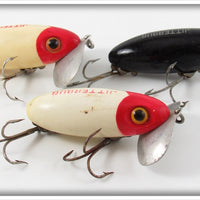 Fred Arbogast Red Head White & Black Jitterbug Lot Of Three 