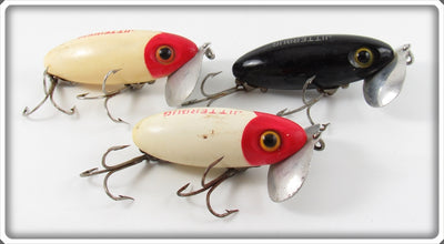 Fred Arbogast Red Head White & Black Jitterbug Lot Of Three 