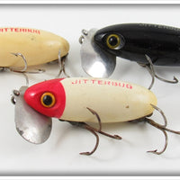 Fred Arbogast Red Head White & Black Jitterbug Lot Of Three