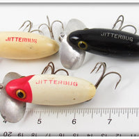 Fred Arbogast Red Head White & Black Jitterbug Lot Of Three