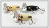 Fred Arbogast Red Head White & Black Jitterbug Lot Of Three