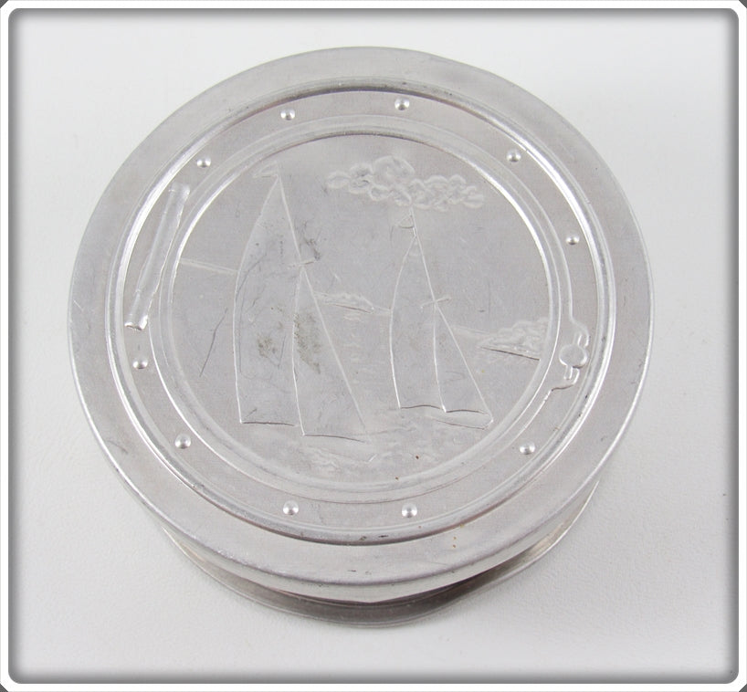 Vintage Collapsible Camping Cup With Sailboats On Lid