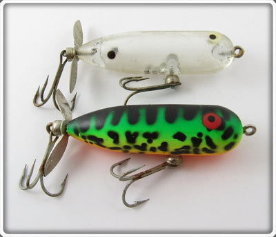 Heddon Baby Torpedo Pair: Fluorescent Green Crawdad & Clear