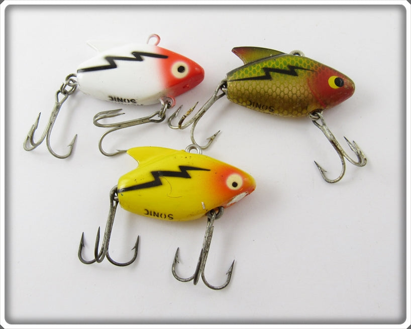 Heddon Sonic Lot Of Three: White/Red, Perch, & Yellow For Sale