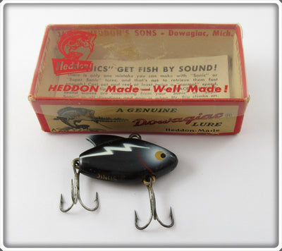Heddon Black With White Lightning Sonic In Correct Box