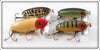 Arbogast Red & White, Green Scale, Perch & Coachdog Jitterbug Lot