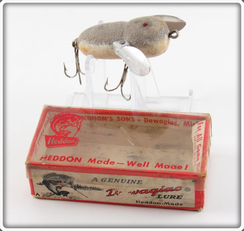 Heddon Grey Flocked Mouse Tiny Crazy Crawler Lure In Box