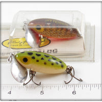 Fred Arbogast Frog & Brown Parrot Jitterbug Pair With Card