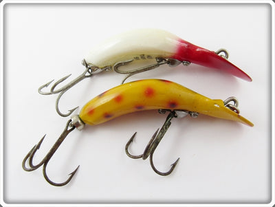 Heddon Tadpolly Spook Pair: Spotted Orange & Red Head White