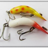Heddon Tadpolly Spook Pair: Spotted Orange & Red Head White