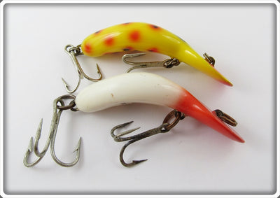 Heddon Tadpolly Spook Pair: Spotted Orange & Red Head White