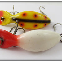 Heddon Tadpolly Spook Pair: Spotted Orange & Red Head White