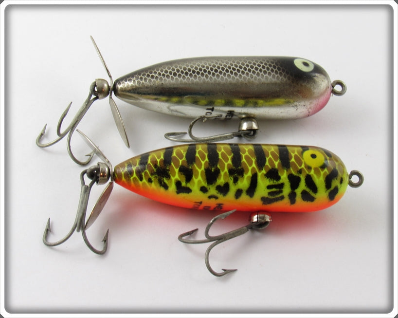 Heddon Baby Torpedo Pair: Chrome Black Scale & BRS Brown Crawdad