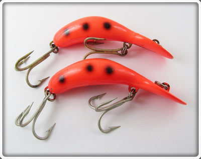 Heddon Orange With Black Spots Magnum Tadpolly Pair