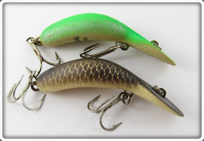 Heddon Tadpolly Pair: Phosphorescent Glo Khaki Alewife & Green Scale