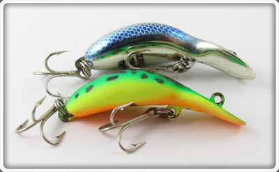 Heddon Tiny Tad Pair: GRA Fluorescent Green Crawdad & Chrome Blue Scale