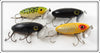 Arbogast Black, Yellow Shore & Frog Jitterbug Lot Of Four