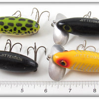 Arbogast Black, Yellow Shore & Frog Jitterbug Lot Of Four